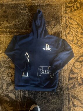Sony Navy Blue PlayStation Hoodie with Controller Graphics